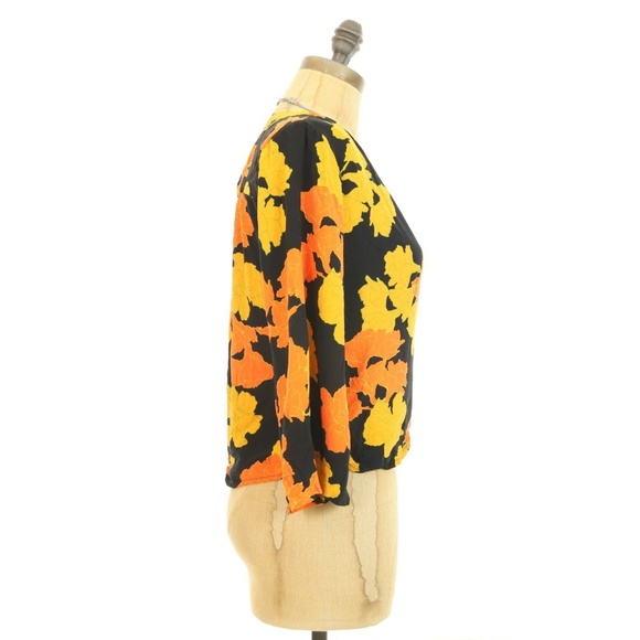 Topshop Big Bloom Top Sz 4 US Tie Wrap Floral - Picture 2 of 3